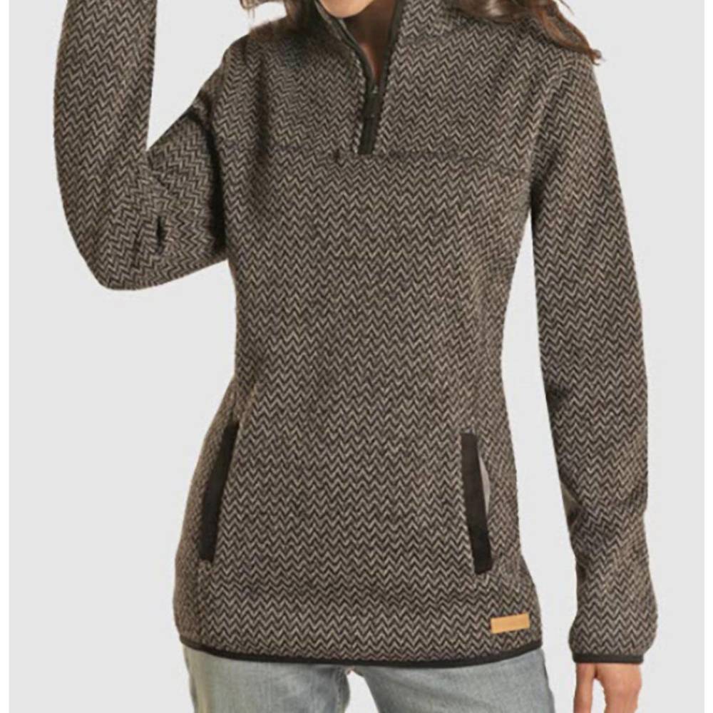 NEW POWDER RIVER melange 1/4 zip pullover in black